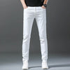 2025 Spring Summer New 98%Cotton Men's Slim Jeans Straight Casual Fashion Pencil Pants High Quality Trousers Male Clothes White