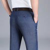 2024 New Men's Summer Thin Jeans Loose Stretch Large Size Ice Silk Straight Pants Elite Business Casual Pants Smoke Gray Blue