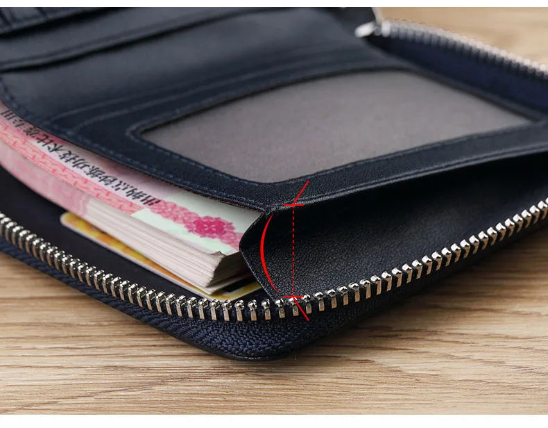 Leather Vertical Women's purse casual zipper short card holder multi functional men's portable zero wallet