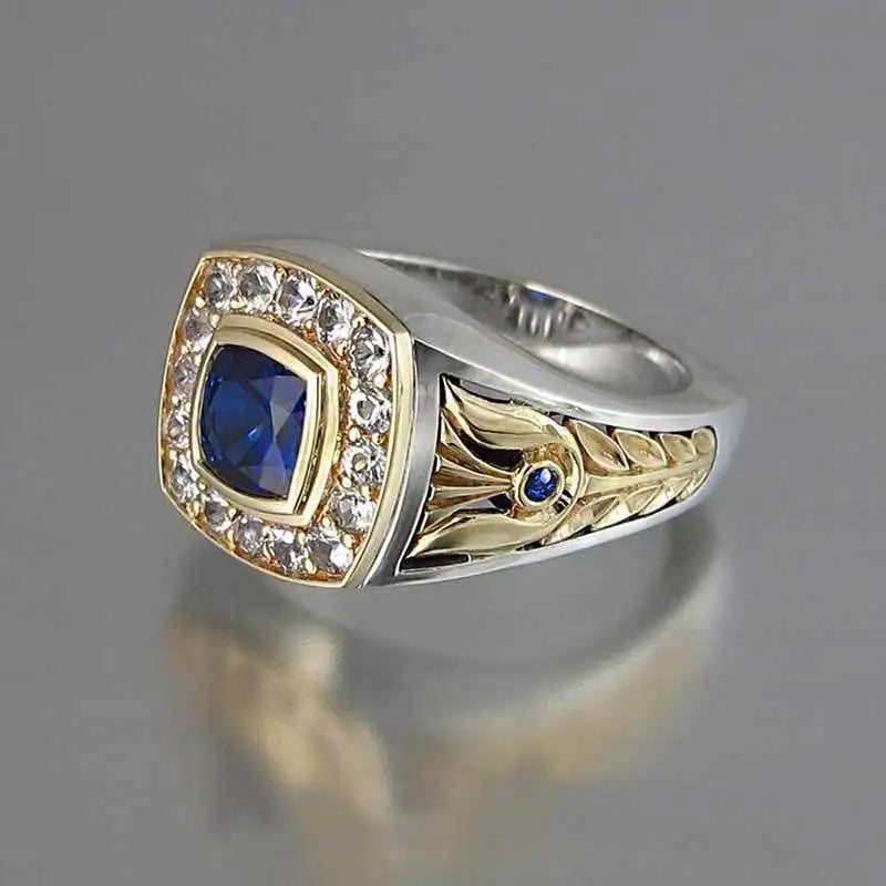 CAOSHI Classic Style Men's Ring for Engagement Noble Temperament Micro Paved Zirconia with Blue Stone Luxury Gift  Wholesale