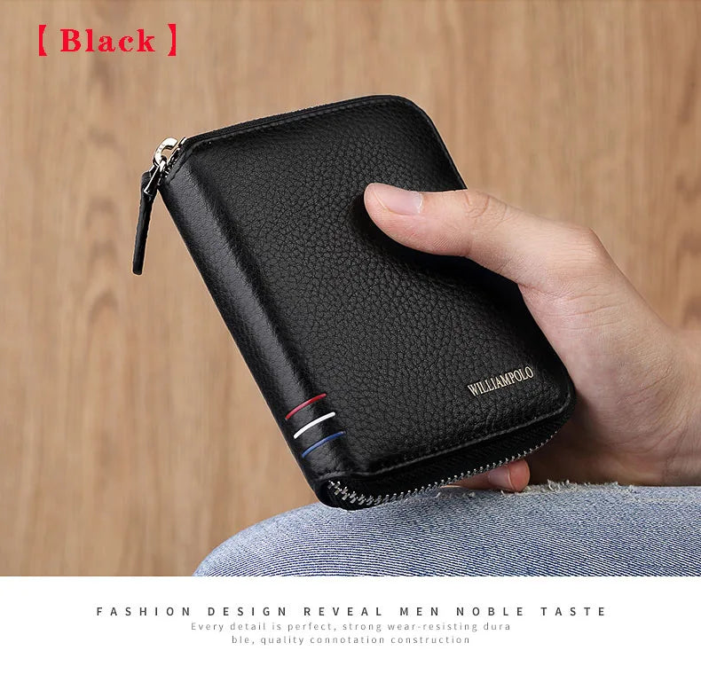 Leather Vertical Women's purse casual zipper short card holder multi functional men's portable zero wallet
