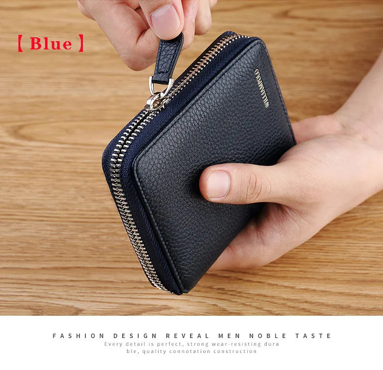 Leather Vertical Women's purse casual zipper short card holder multi functional men's portable zero wallet
