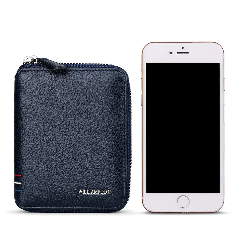 Leather Vertical Women's purse casual zipper short card holder multi functional men's portable zero wallet