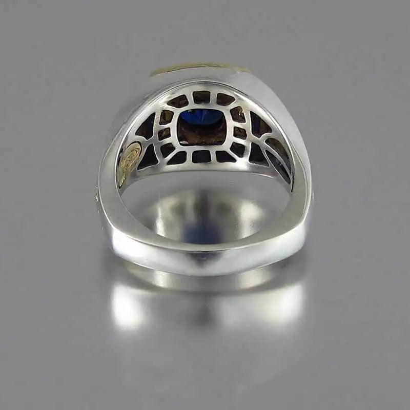 CAOSHI Classic Style Men's Ring for Engagement Noble Temperament Micro Paved Zirconia with Blue Stone Luxury Gift  Wholesale