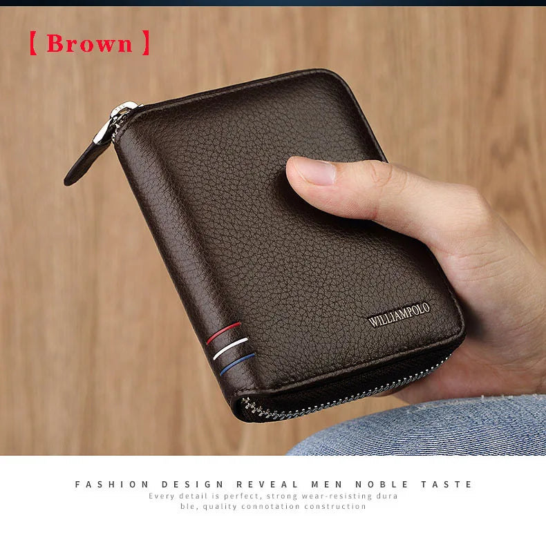 Leather Vertical Women's purse casual zipper short card holder multi functional men's portable zero wallet