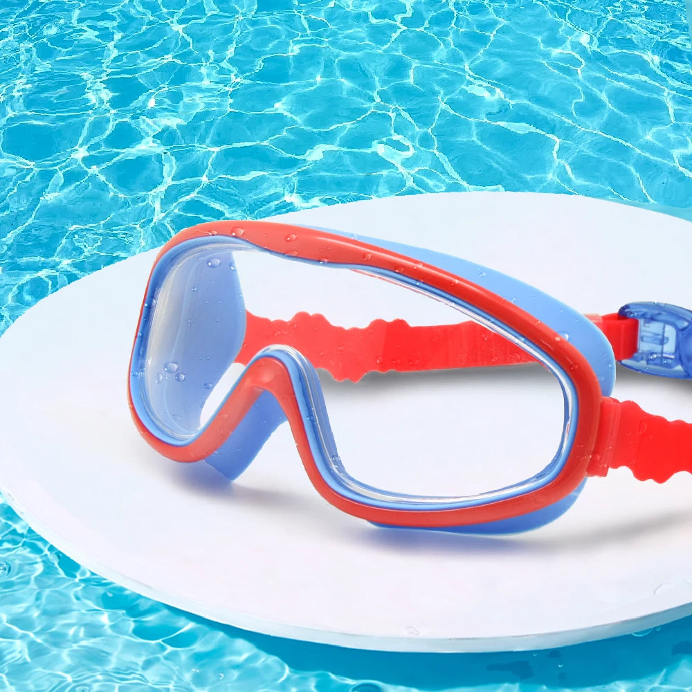 Kids Swim Goggles Children 3-8Y Wide Vision Anti-Fog Anti-UV Snorkeling Diving Mask Ear Plugs Outdoor Sports