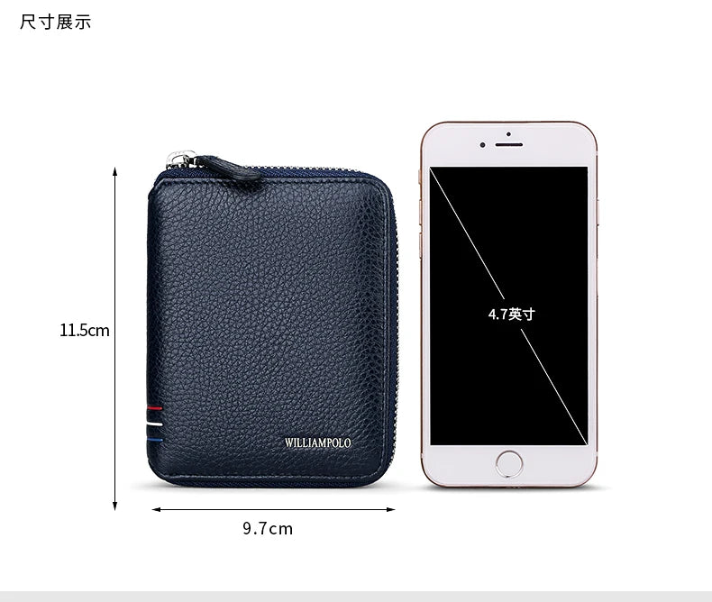 Leather Vertical Women's purse casual zipper short card holder multi functional men's portable zero wallet