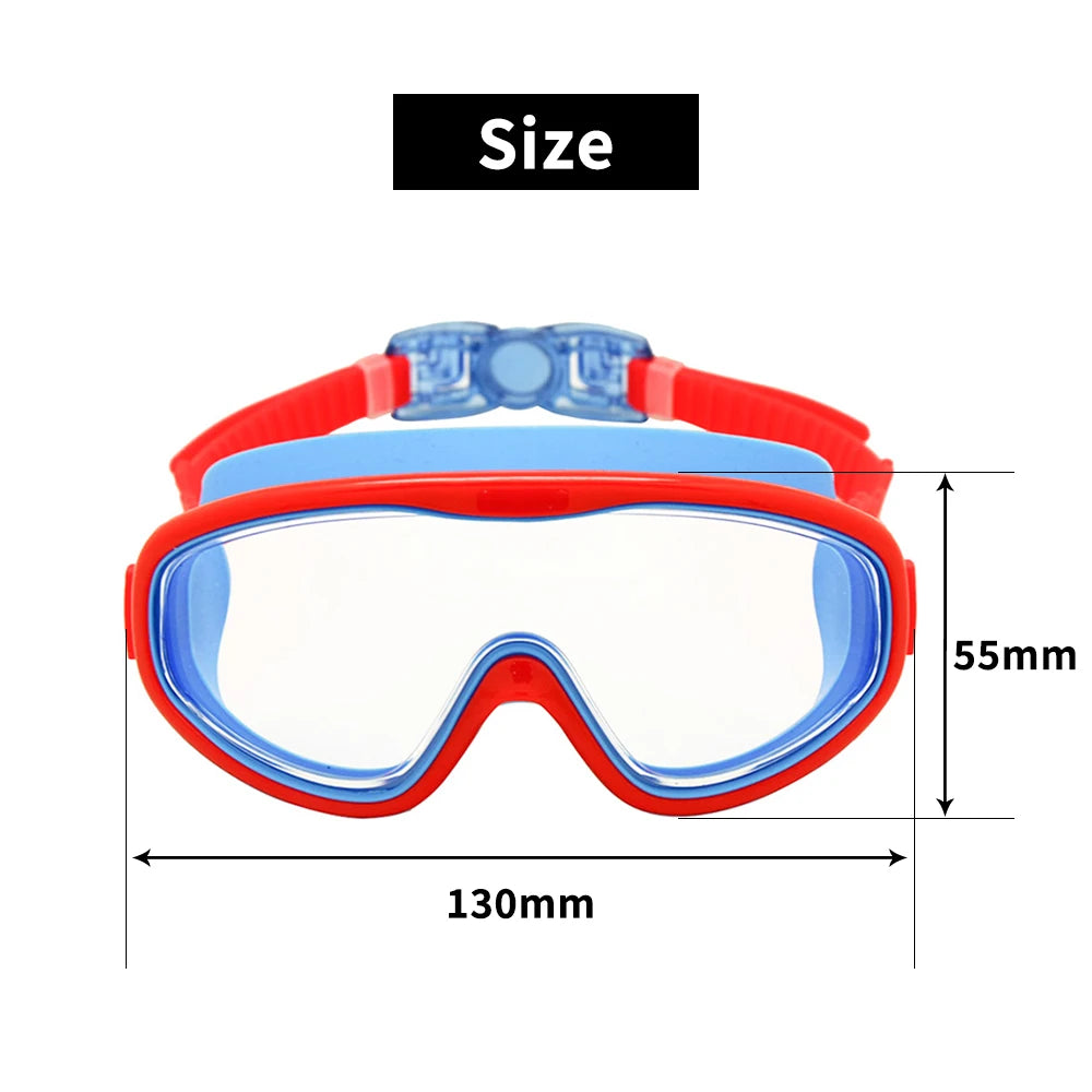 Kids Swim Goggles Children 3-8Y Wide Vision Anti-Fog Anti-UV Snorkeling Diving Mask Ear Plugs Outdoor Sports