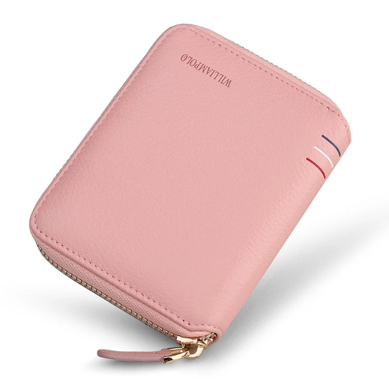 Leather Vertical Women's purse casual zipper short card holder multi functional men's portable zero wallet