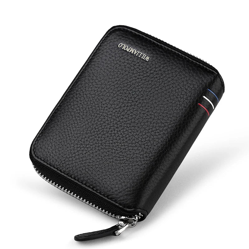 Leather Vertical Women's purse casual zipper short card holder multi functional men's portable zero wallet