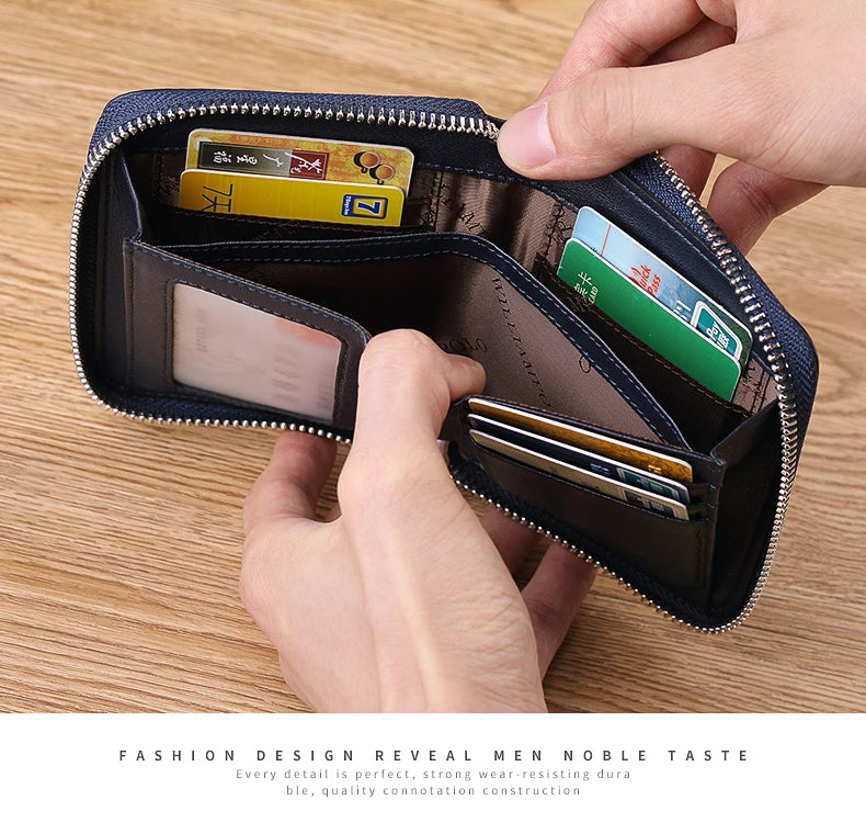 Leather Vertical Women's purse casual zipper short card holder multi functional men's portable zero wallet