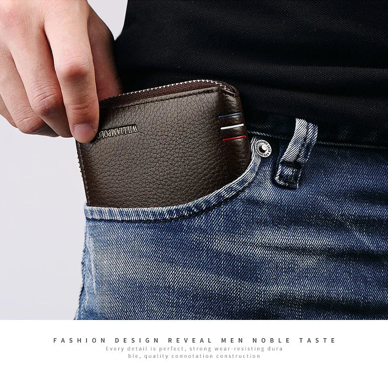 Leather Vertical Women's purse casual zipper short card holder multi functional men's portable zero wallet