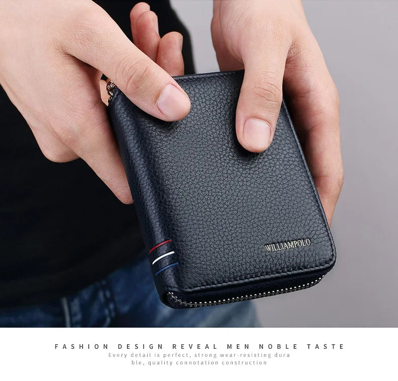 Leather Vertical Women's purse casual zipper short card holder multi functional men's portable zero wallet