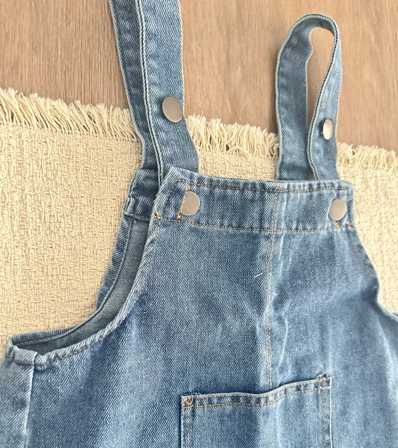 Summer Children Denim Short Baby Boys Girls Overalls Cool Roll Hem Design Kids Jumpsuits