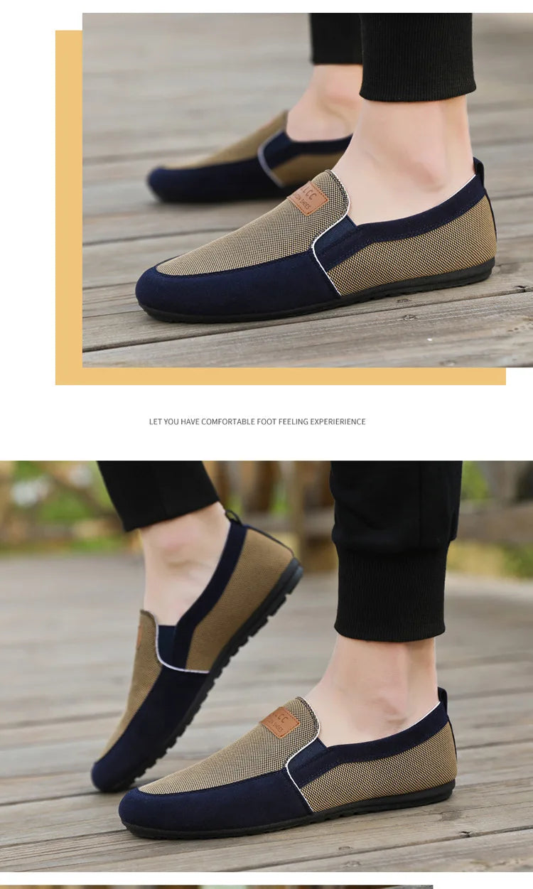 Shoes for Men Casual Slip on Loafers Plus Size Breathable Canvas Driving Shoes Office Walking Flats Non Slip 2024