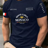 Best-selling Monaco Letter Flag Print 100% Cotton Men's and Women's T-Shirt - Casual Loose-Fitting Street Short Sleeve