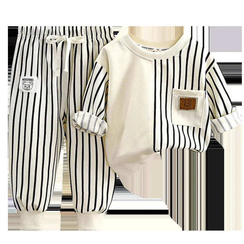 Spring Children's Spring Clothes Round Neck Long Sleeve Sweater Boys and Girls Trendy Baby Stylish Children's Clothing 2PCS