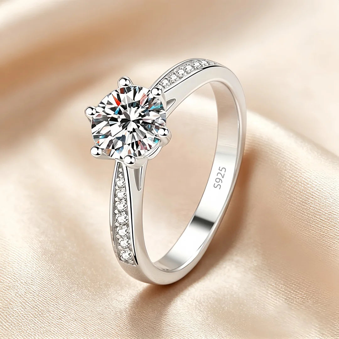 D VVS1 Moissanite 925 Sterling Silver Couple Ring for Women Man Wedding Jewelry Engagement Imitation Diamond Fashion Gifts Party