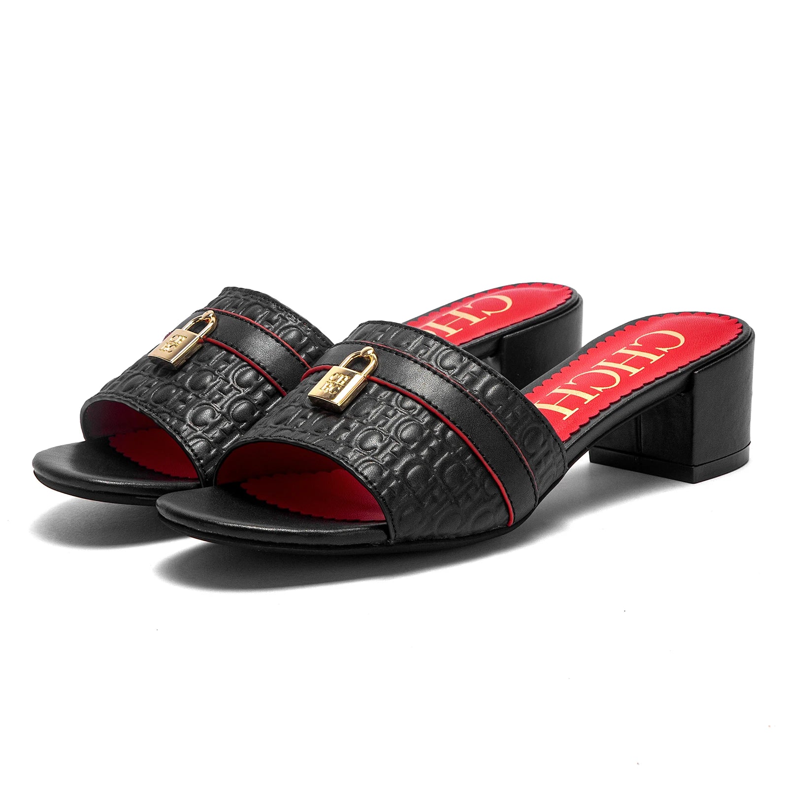 CHCH Women's Heels Sandals Low Block Chunky Heeled Sandals Slide Sandals Slip on Comfortable Casual Pumps Shoes 5cm