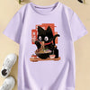 Cat Eat Ramen Kawaii Design Prined  T Shirts Manga Kids Children's T-shirt Boys Girls Summer Spring Casual Top Tee