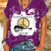 ilstile Women's What A Wonderful World Life Tree Bleached T-Shirt Boho Hippie Print V-Neck Short Sleeve Loose Casual Top