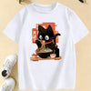 Cat Eat Ramen Kawaii Design Prined  T Shirts Manga Kids Children's T-shirt Boys Girls Summer Spring Casual Top Tee