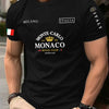 Best-selling Monaco Letter Flag Print 100% Cotton Men's and Women's T-Shirt - Casual Loose-Fitting Street Short Sleeve
