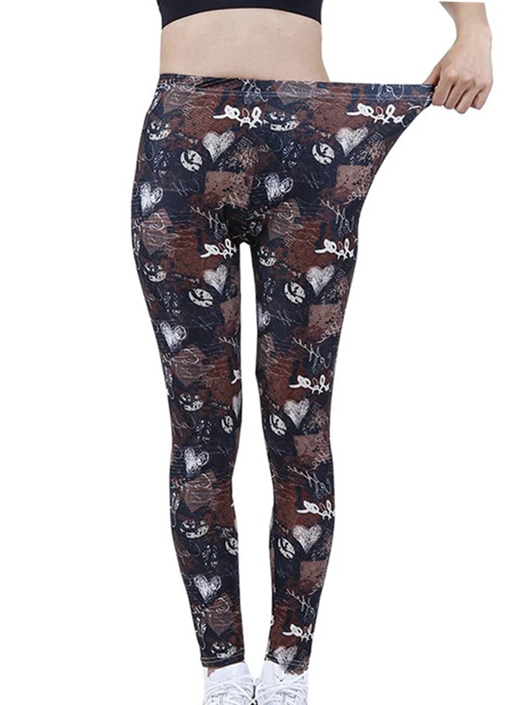 CUHAKCI Fashion Women Leggings Beautiful Leaf Floral Printing High Waist Jeggings Stretch Pant Sexy Hot Sale Clothing Mujer