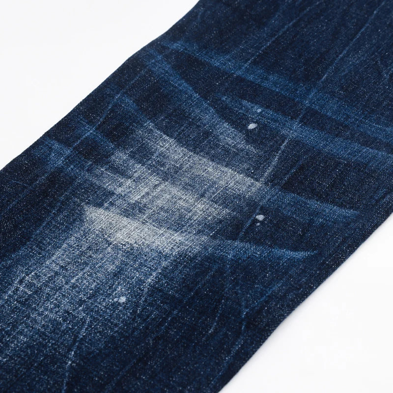 Designer Fashion New Men's Jeans Wrinkle Paint Dots Wrinkle Wash Nostalgic Stretch Slimming Blue Jeans High Street Hip Hop Brand