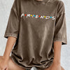 Sitcom Movie Friends Print Washed T-Shirts Women Cotton Oversize T Shirt Summer Soft Short Sleeve Tops Street O-Neck Clothes