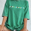 Sitcom Movie Friends Print Washed T-Shirts Women Cotton Oversize T Shirt Summer Soft Short Sleeve Tops Street O-Neck Clothes