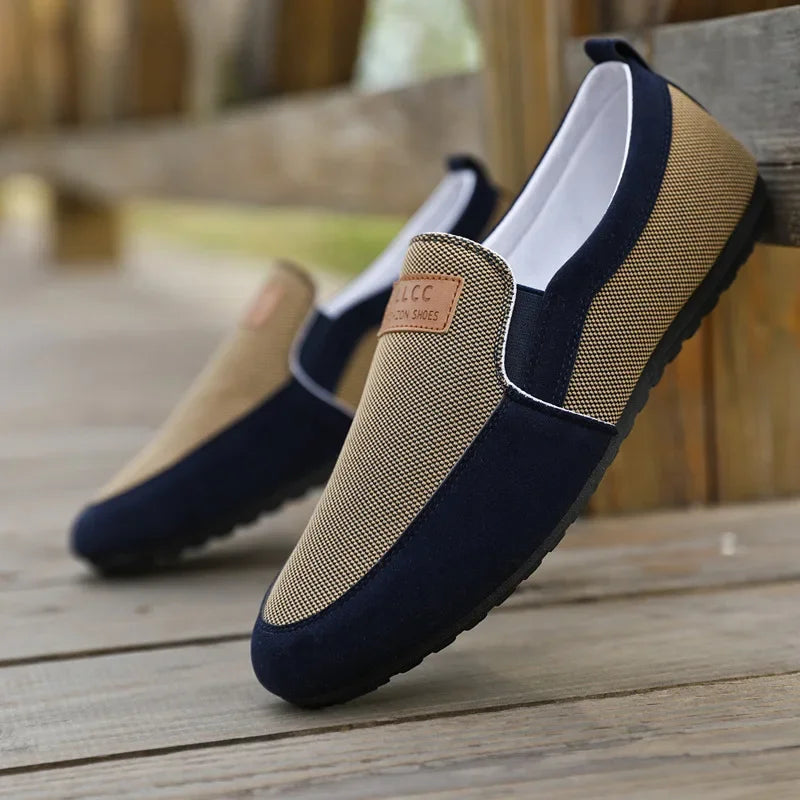 Shoes for Men Casual Slip on Loafers Plus Size Breathable Canvas Driving Shoes Office Walking Flats Non Slip 2024