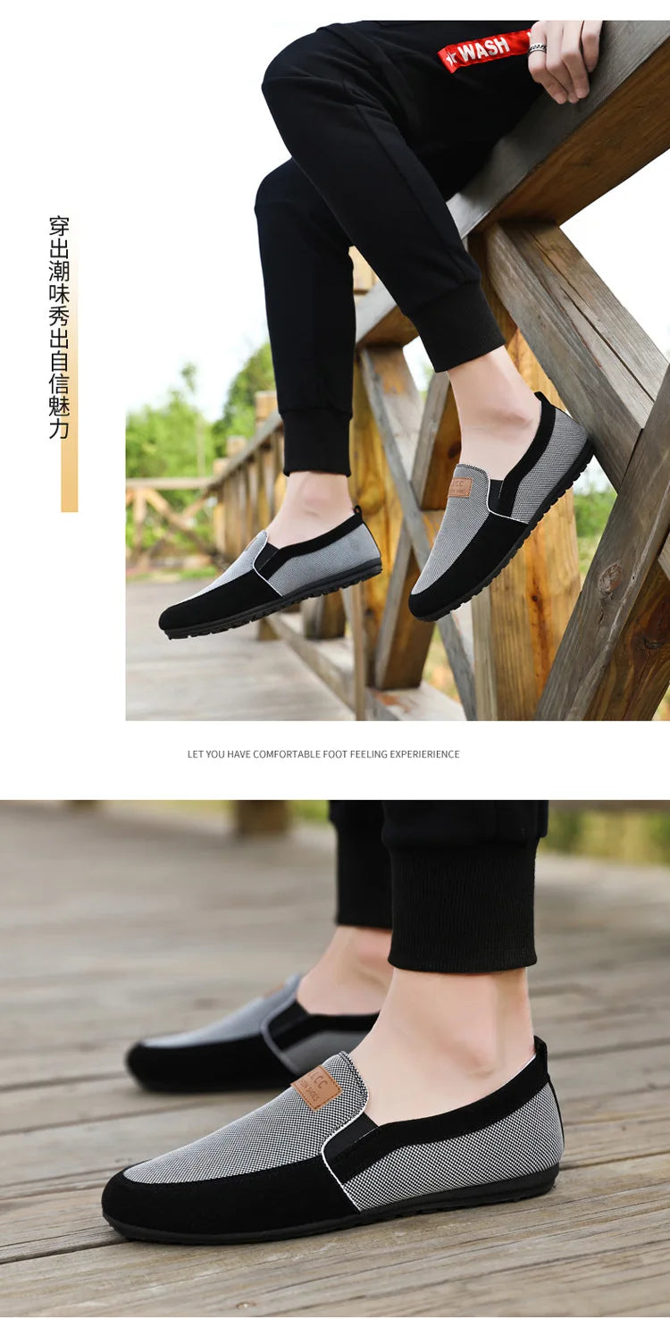 Shoes for Men Casual Slip on Loafers Plus Size Breathable Canvas Driving Shoes Office Walking Flats Non Slip 2024