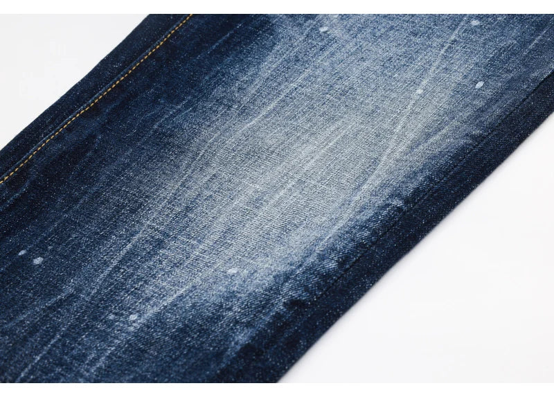 Designer Fashion New Men's Jeans Wrinkle Paint Dots Wrinkle Wash Nostalgic Stretch Slimming Blue Jeans High Street Hip Hop Brand