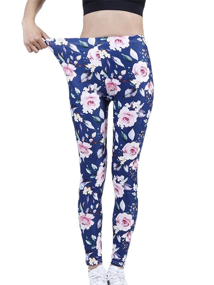 CUHAKCI Fashion Women Leggings Beautiful Leaf Floral Printing High Waist Jeggings Stretch Pant Sexy Hot Sale Clothing Mujer