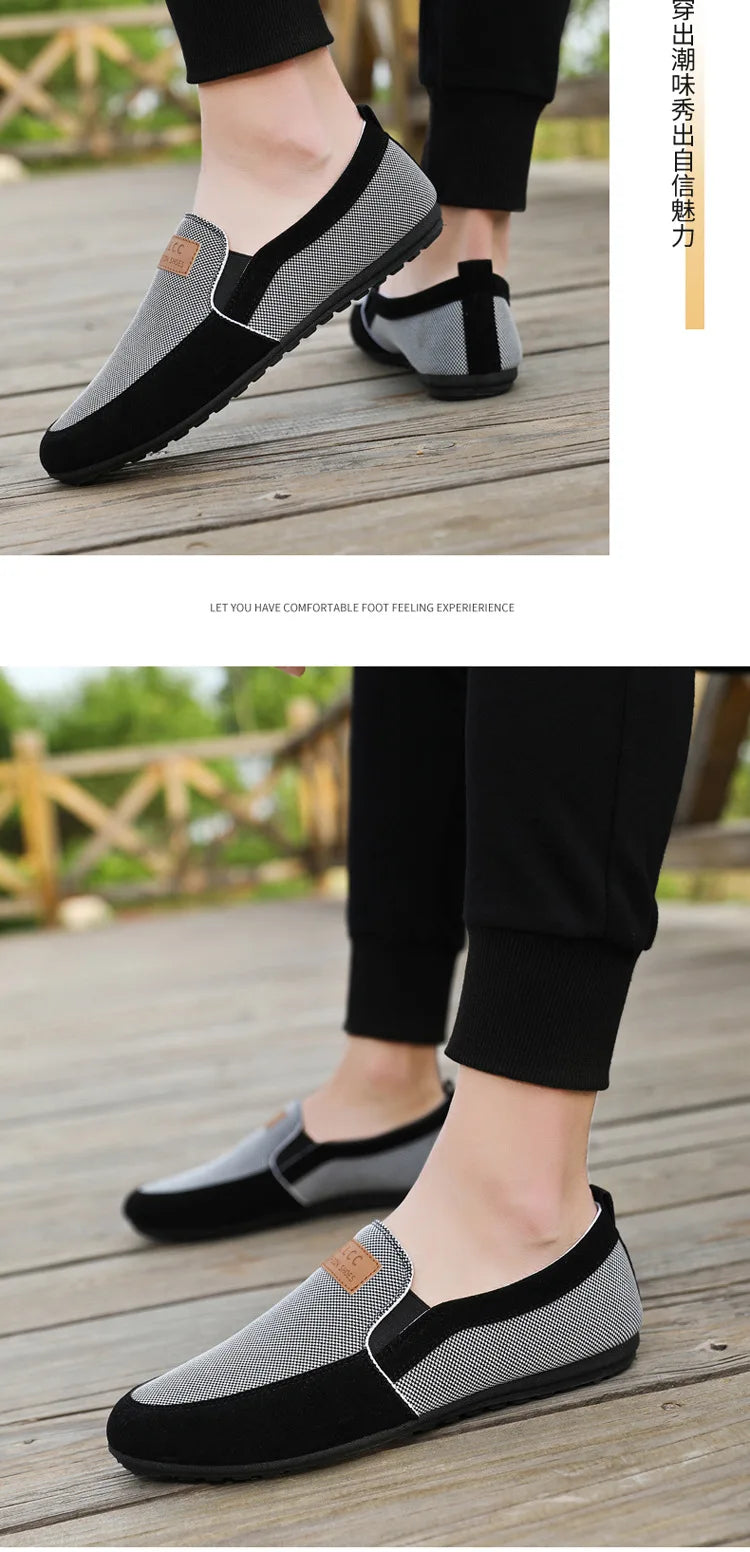 Shoes for Men Casual Slip on Loafers Plus Size Breathable Canvas Driving Shoes Office Walking Flats Non Slip 2024