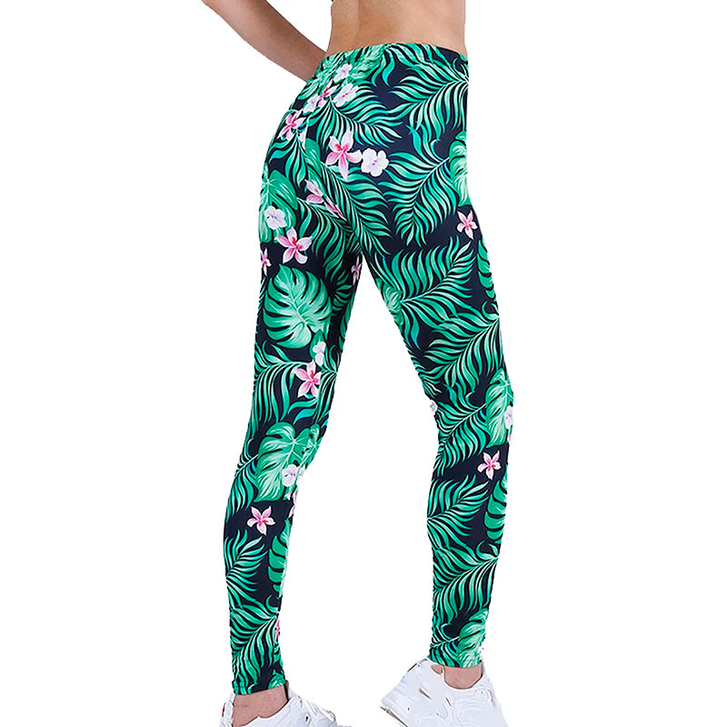 CUHAKCI Fashion Women Leggings Beautiful Leaf Floral Printing High Waist Jeggings Stretch Pant Sexy Hot Sale Clothing Mujer