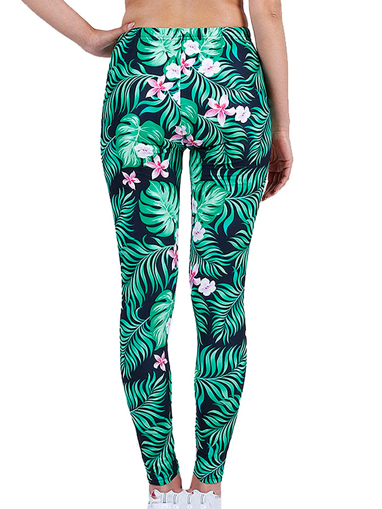 CUHAKCI Fashion Women Leggings Beautiful Leaf Floral Printing High Waist Jeggings Stretch Pant Sexy Hot Sale Clothing Mujer