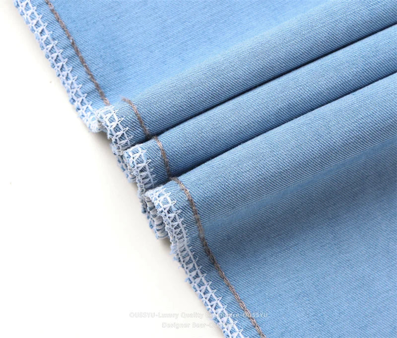 Brand Clothing Summer Lyocell Ultra-thin Men's Jeans Business Straight Denim Pants Cool Ice Silk Casual Trousers Man Plus Size