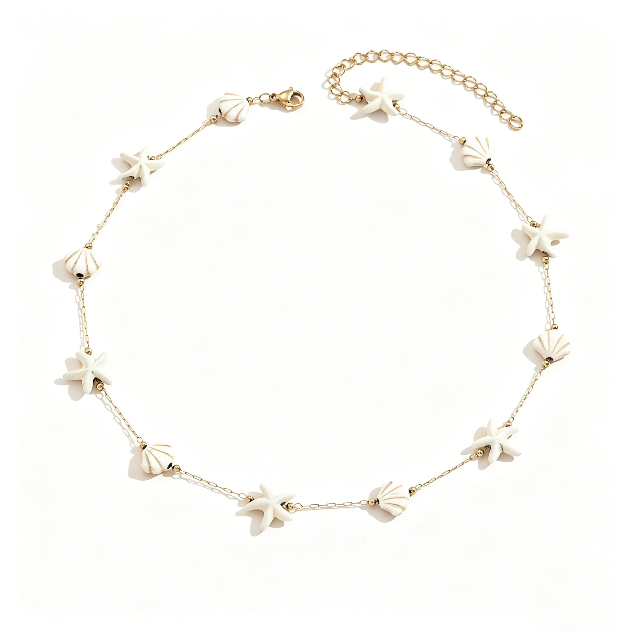 Stainless Steel Starfish Shell Choker Necklace Boho Beach Summer Vacation Jewelry for Women Daily Casual Wear