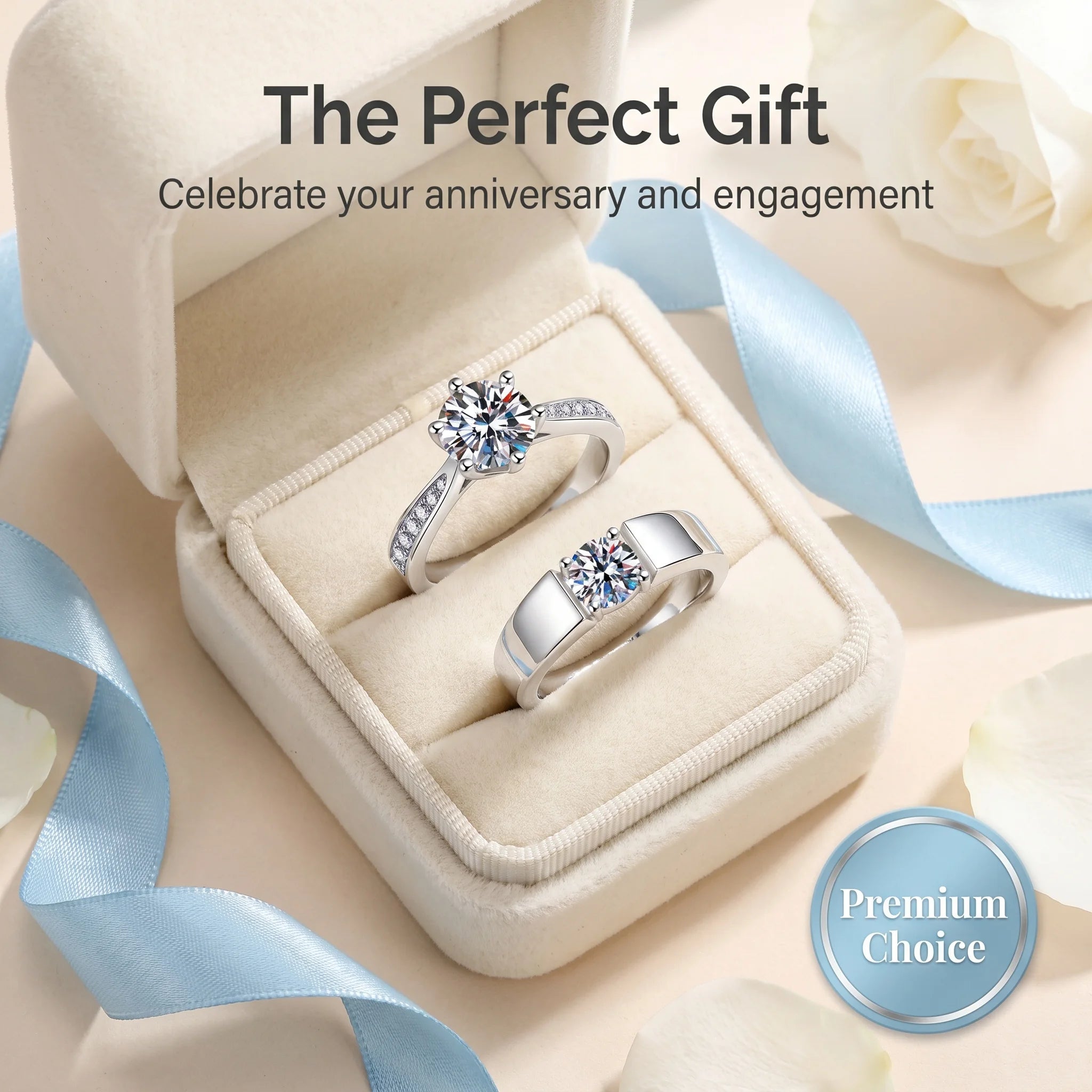 D VVS1 Moissanite 925 Sterling Silver Couple Ring for Women Man Wedding Jewelry Engagement Imitation Diamond Fashion Gifts Party