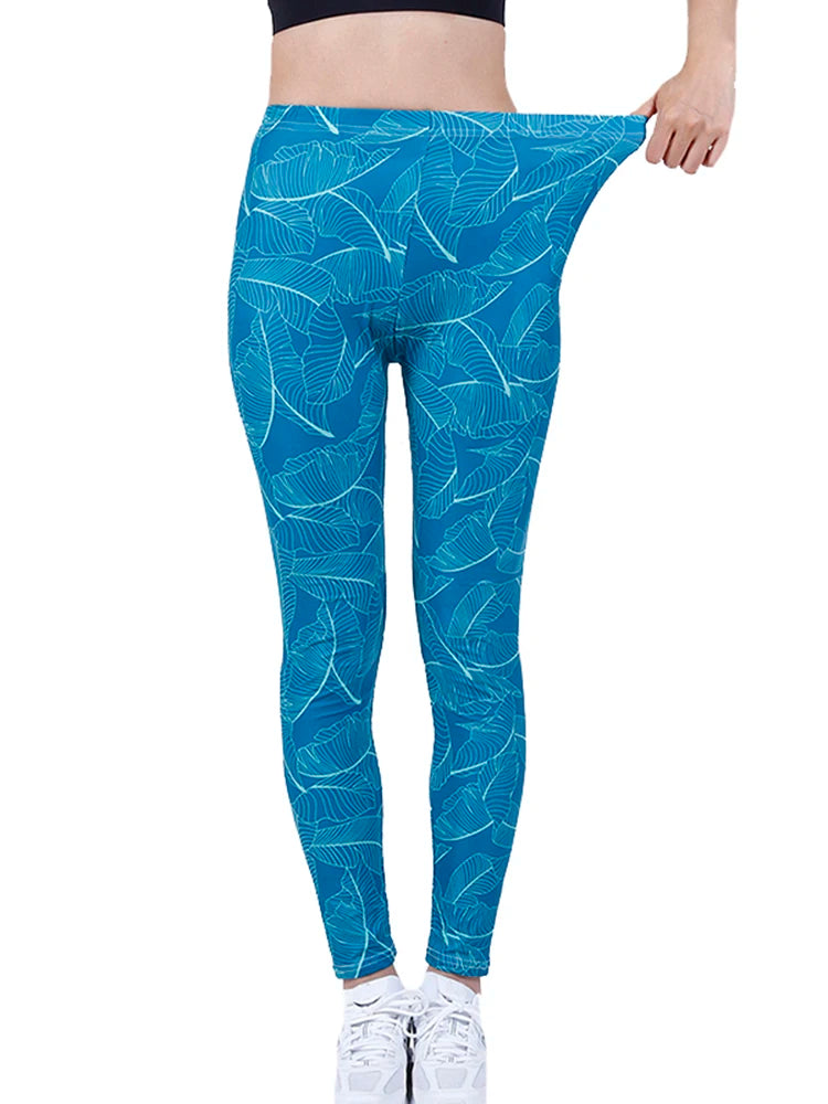 CUHAKCI Fashion Women Leggings Beautiful Leaf Floral Printing High Waist Jeggings Stretch Pant Sexy Hot Sale Clothing Mujer