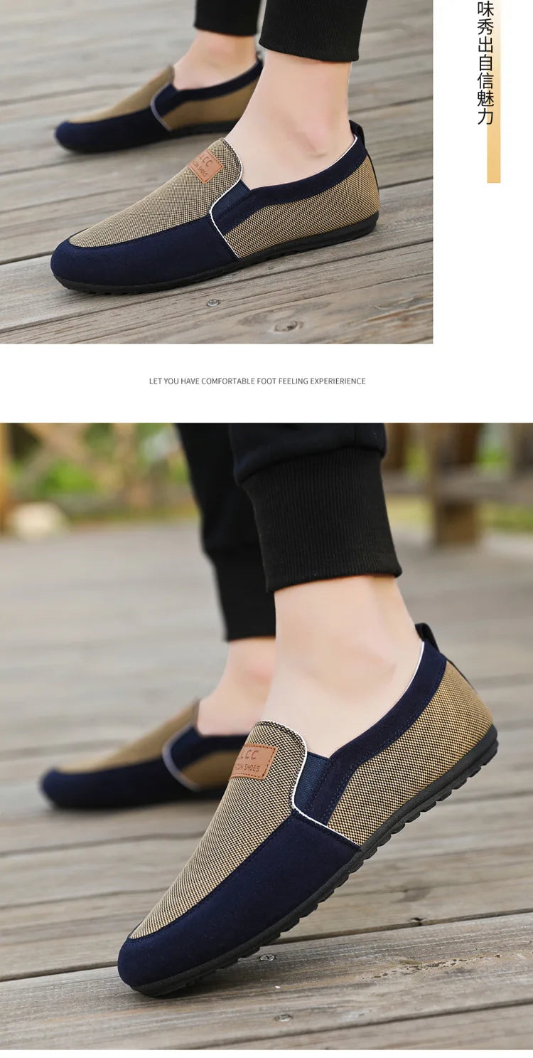 Shoes for Men Casual Slip on Loafers Plus Size Breathable Canvas Driving Shoes Office Walking Flats Non Slip 2024