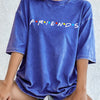 Sitcom Movie Friends Print Washed T-Shirts Women Cotton Oversize T Shirt Summer Soft Short Sleeve Tops Street O-Neck Clothes