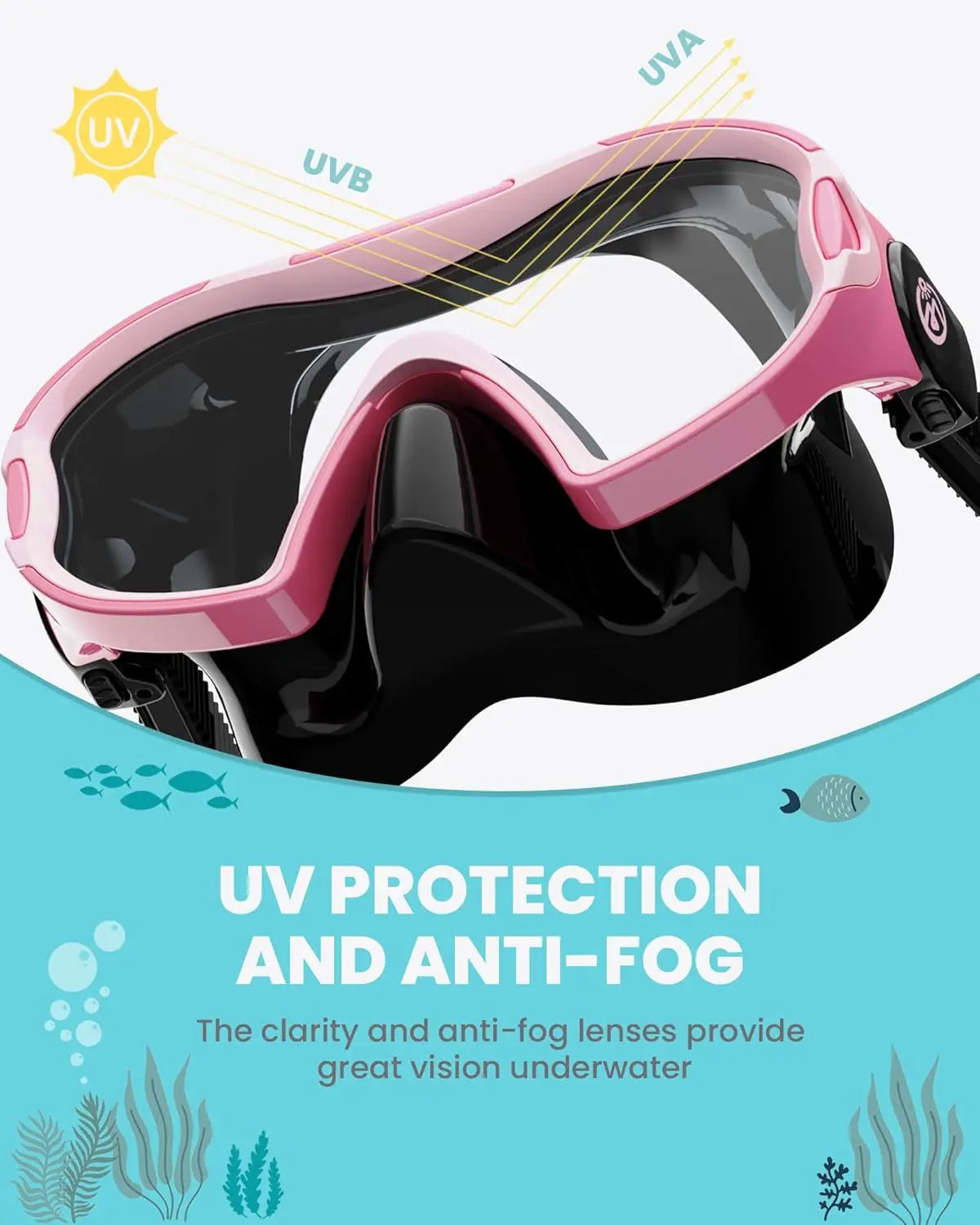 OutdoorMaster Stingray Kids Swim Goggles with Nose Cover, Swim Diving Mask for Kids, Anti-Fog Swimming Goggles for Boys and Girl