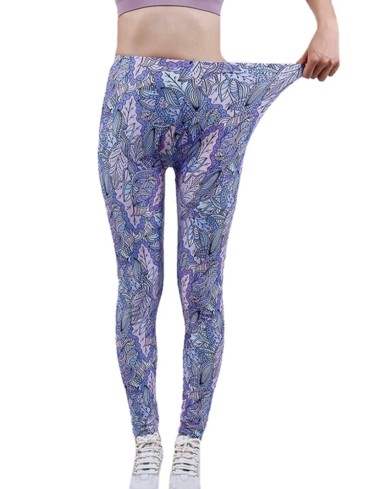 CUHAKCI Fashion Women Leggings Beautiful Leaf Floral Printing High Waist Jeggings Stretch Pant Sexy Hot Sale Clothing Mujer