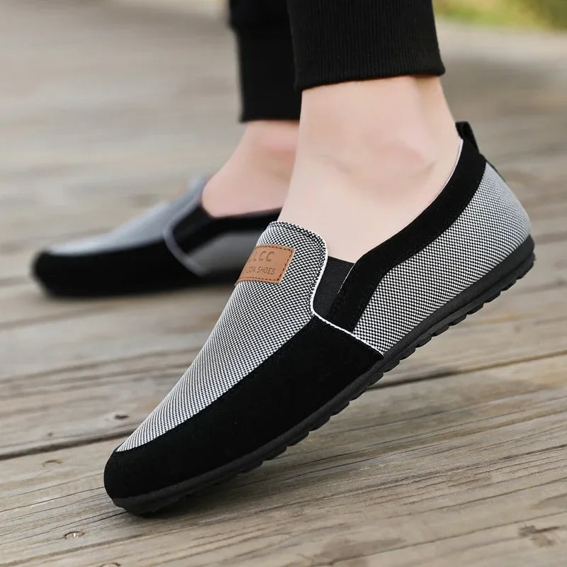 Shoes for Men Casual Slip on Loafers Plus Size Breathable Canvas Driving Shoes Office Walking Flats Non Slip 2024