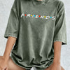 Sitcom Movie Friends Print Washed T-Shirts Women Cotton Oversize T Shirt Summer Soft Short Sleeve Tops Street O-Neck Clothes