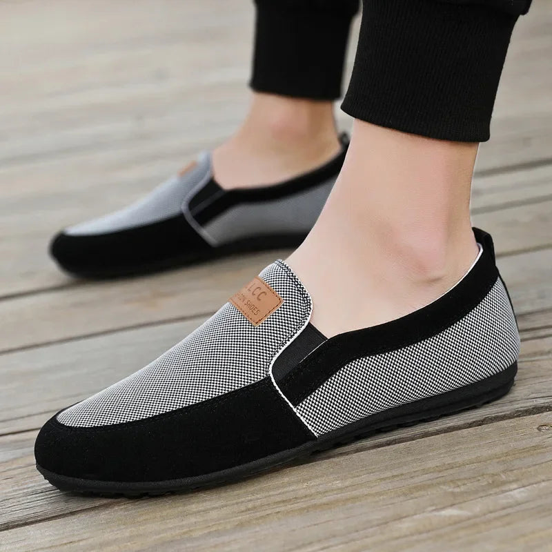 Shoes for Men Casual Slip on Loafers Plus Size Breathable Canvas Driving Shoes Office Walking Flats Non Slip 2024