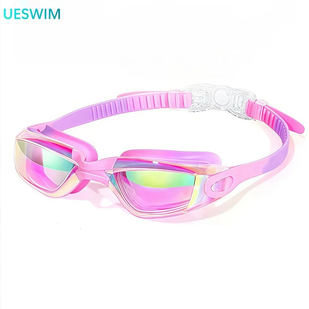 Pink Swimming Goggles for Kids Anti-Fog UV-Protective Waterproof Ages 3-15 Children's Swimming Goggles